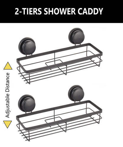 NNEDSZ 2 Pack Rectangular Corner Shower Caddy Shelf Basket Rack with Premium Vacuum Suction Cup No-Drilling for Bathroom and Kitchen