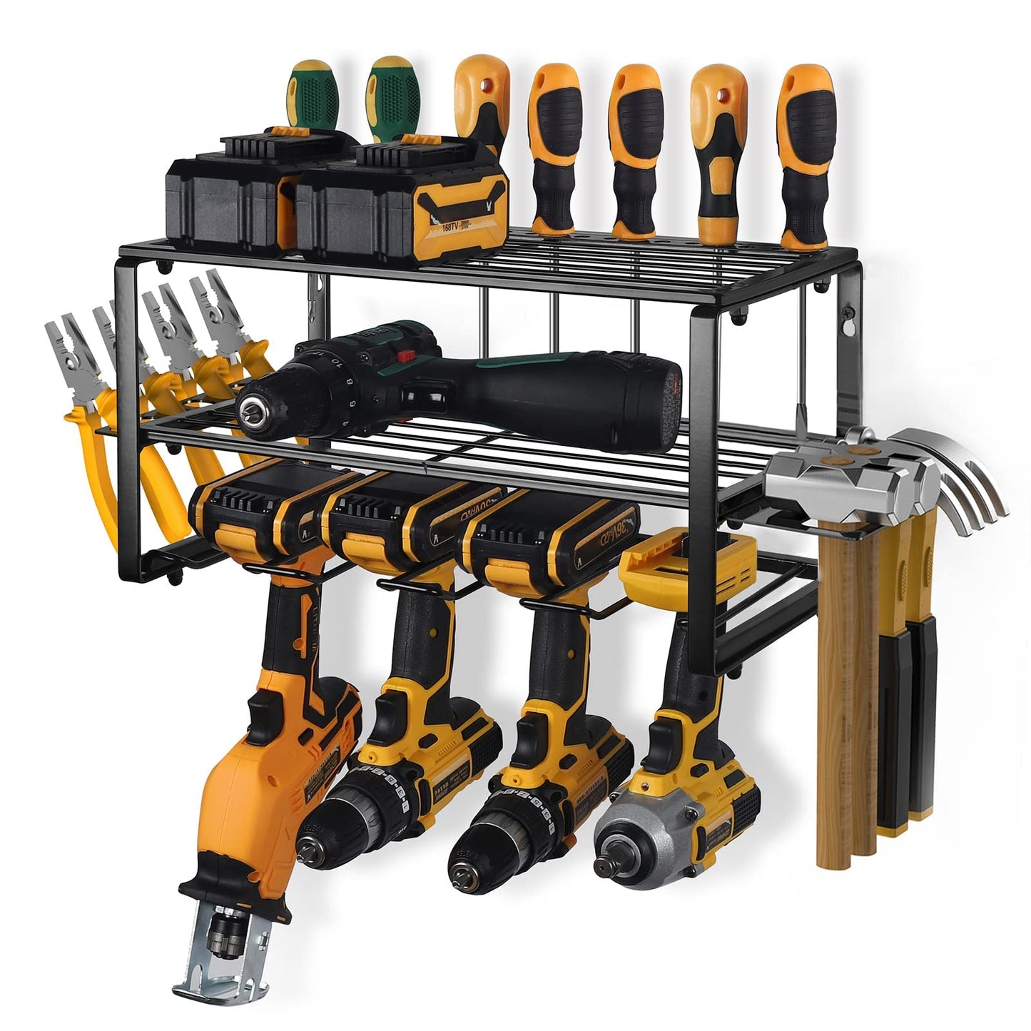 NNEDSZ 40cm Power Tool Organizer 4 Layers Garage Tool Storage Rack Workshop Tool Shelf Drill Pliers Hammer Rack