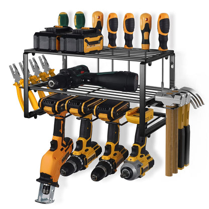 NNEDSZ 40cm Power Tool Organizer 4 Layers Garage Tool Storage Rack Workshop Tool Shelf Drill Pliers Hammer Rack