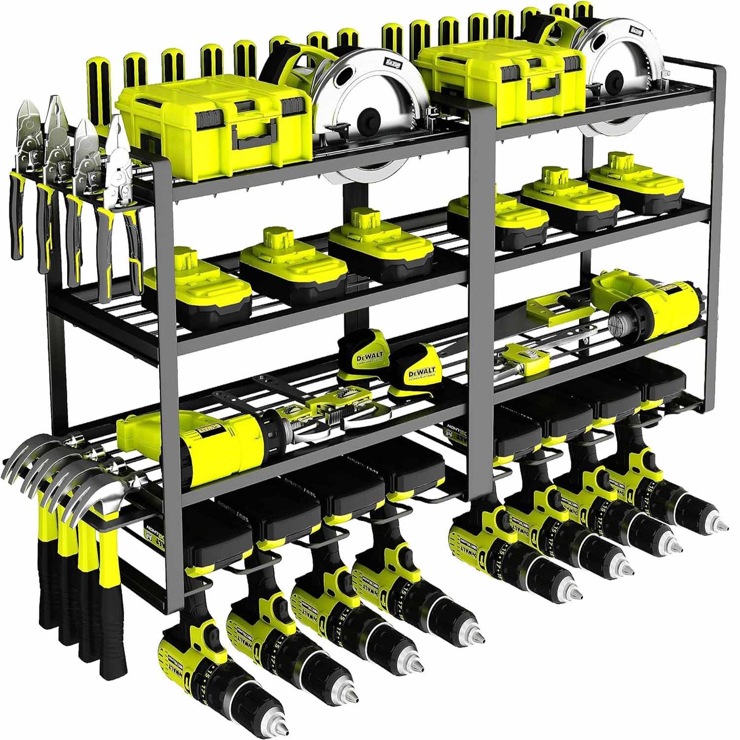 NNEDSZ Large Power Tool Organizer 4 Layers Garage Tool Storage Rack Workshop Tool Shelf Drill Pliers Hammer Rack