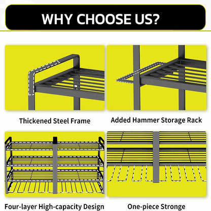 NNEDSZ Large Power Tool Organizer 4 Layers Garage Tool Storage Rack Workshop Tool Shelf Drill Pliers Hammer Rack