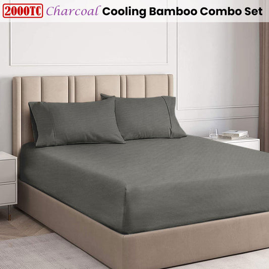 NNEDSZ Ramesses Charcoal 2000TC Cooling Bamboo Combo Set King