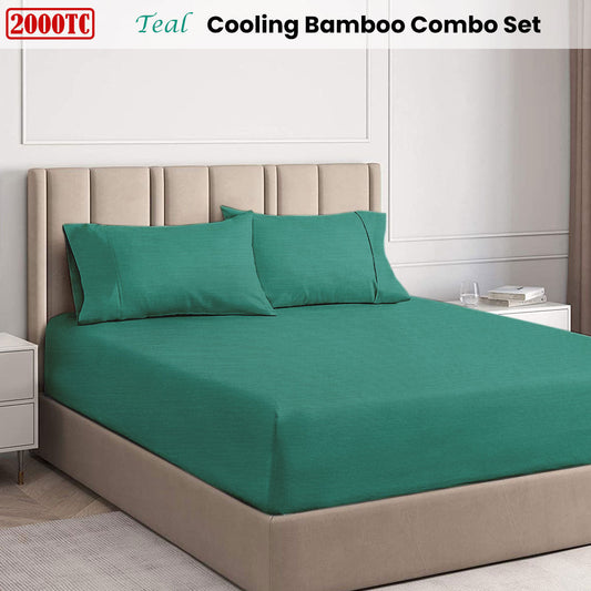 NNEDSZ Ramesses Teal 2000TC Cooling Bamboo Combo Set King