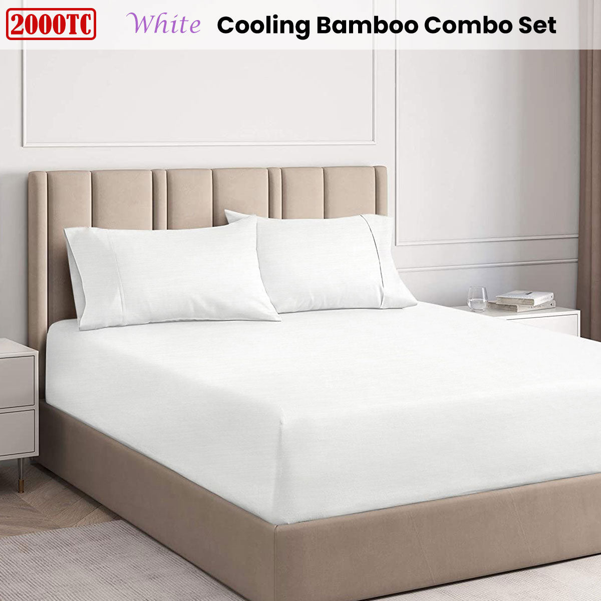 Ramesses White 2000TC Cooling Bamboo Combo Set Queen