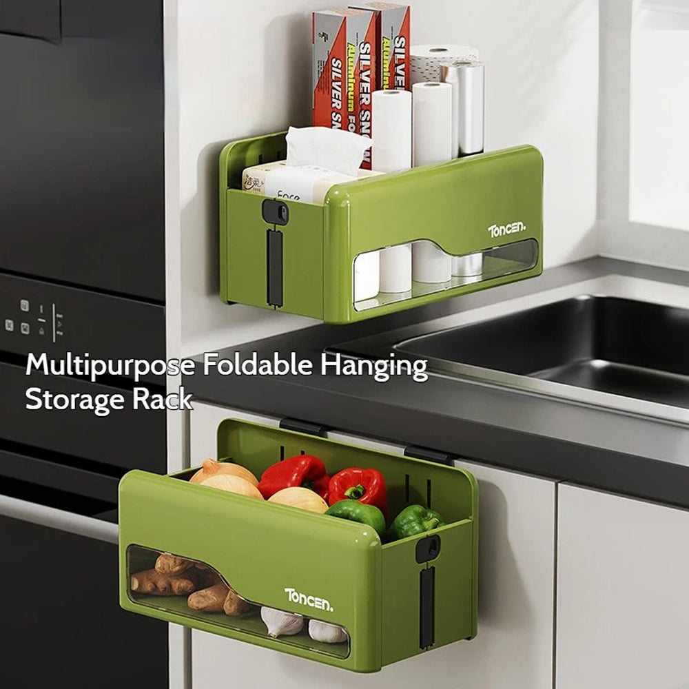 Foldable Hanging Storage Box No Drilling Required Wall-mounted Organizer (White)