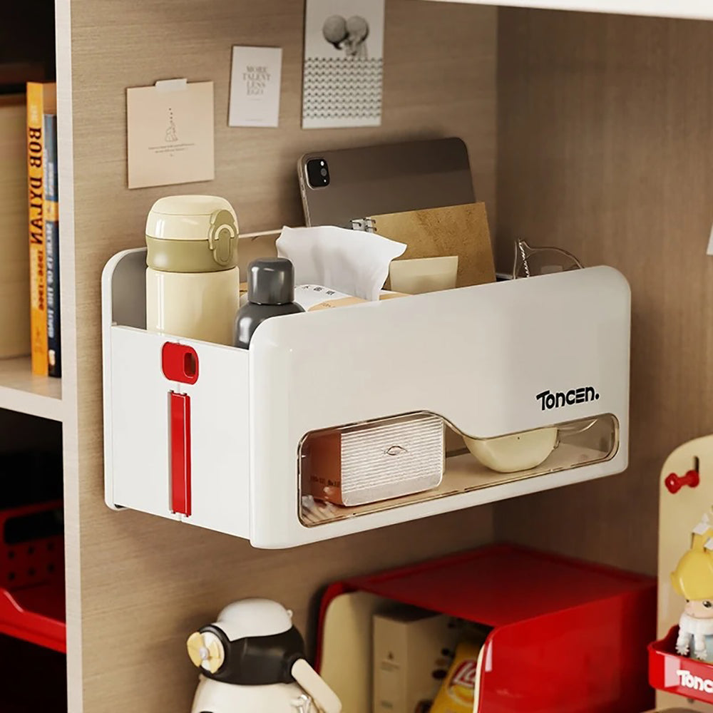 Foldable Hanging Storage Box No Drilling Required Wall-mounted Organizer (White)