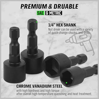 NNEDSZ GARDEN TOOLS (letter with no tracking)20PCS Power Nut Driver Set for Impact Drill, 1/4” Hex Head Drill Bit SAE and Metric