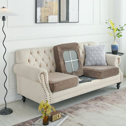 NNEDSZ 2 Pcs Brown Elegant Polyester Sofa Cover - Full Protection Against Cat Scratches & Wear