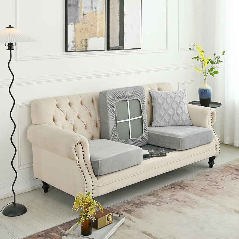 NNEDSZ 2 Pcs Light Grey Elegant Polyester Sofa Cover - Full Protection Against Cat Scratches & Wear