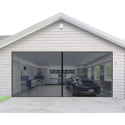 No-Drill Magnetic Garage Door Screen - Polyester Mosquito Net Curtain, Cross-border Home Summer Velcro Garage Door Mesh (244x214cm)