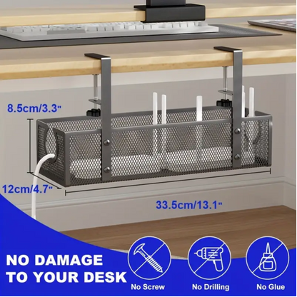 NNETM No-Drill Wire Organizer Under-Desk Cable Tray