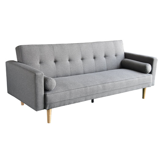 NNEDPE Sarantino 3 Seater Linen Sofa Bed Couch with Pillows - Light Grey
